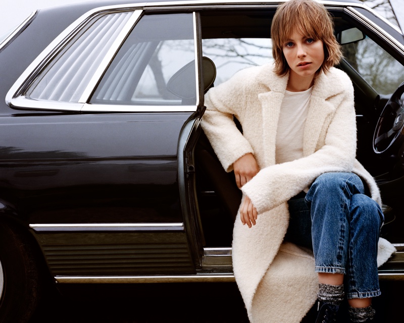 Edie Campbell poses in outerwear for Marc O'Polo fall-winter 2018 campaign