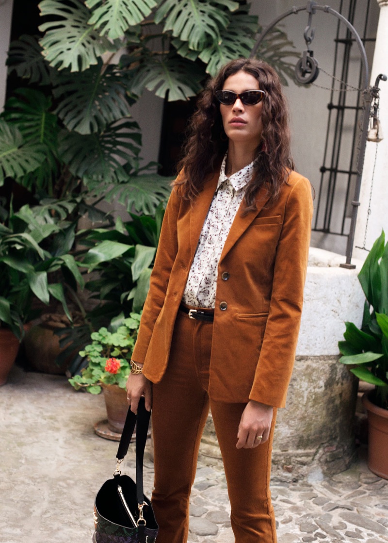 & Other Stories Corduroy Blazer, Cotton Floral Shirt, Kick Flare Corduroy Trousers and Rounded Cat Eye Sunglasses