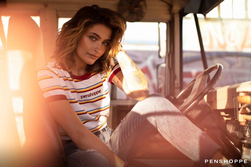 Paris Jackson wears striped shirt and jeans in Penshoppe pre-holiday 2018 campaign