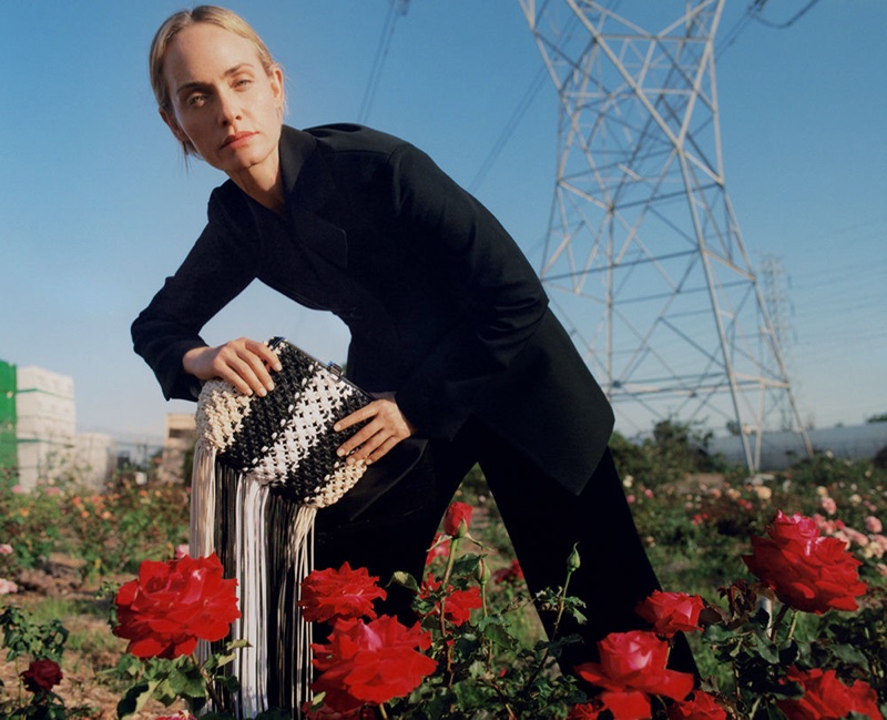 Posing outdoors, Amber Valletta fronts Proenza Schouler fall-winter 2018 campaign