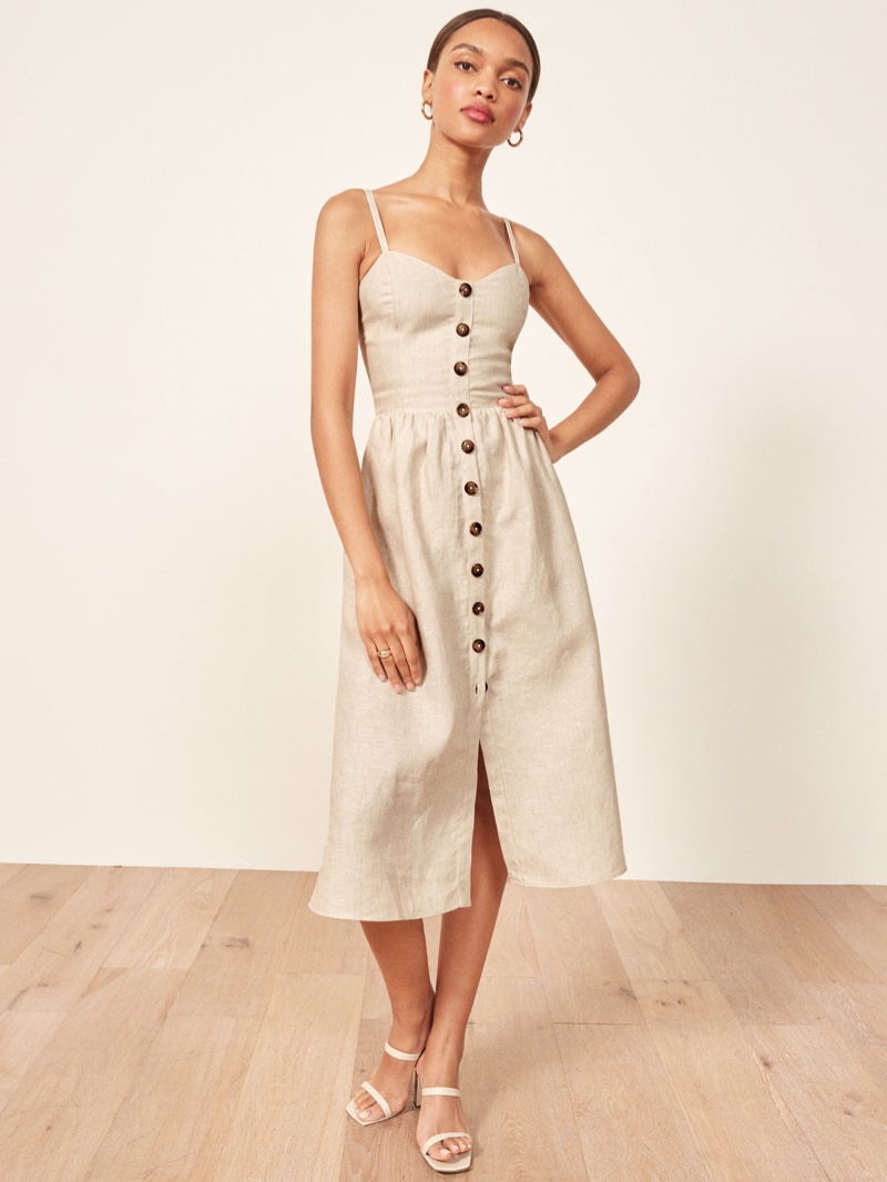 Reformation Thelma Dress in Sand $158 (previously $198)