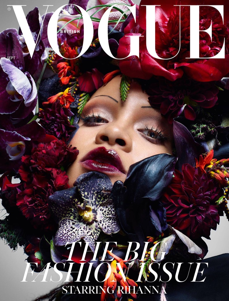 Singer Rihanna wears flower crown on Vogue UK September 2018 Cover