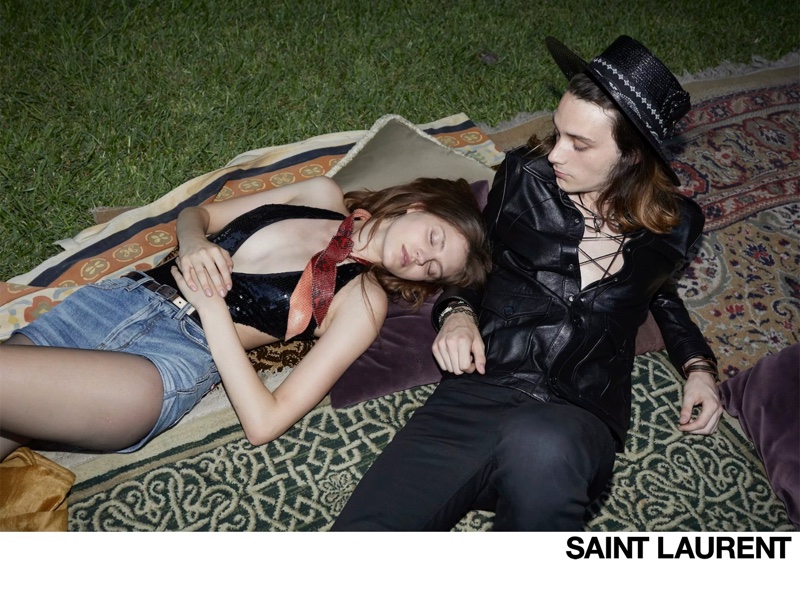 Nataliya Bulycheva poses in Saint Laurent Palermo Summer Nights campaign