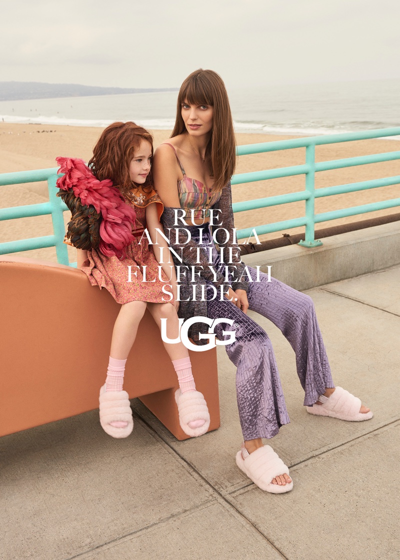 Lola McDonnell wears fluffy sandals in UGG fall-winter 2018 campaign