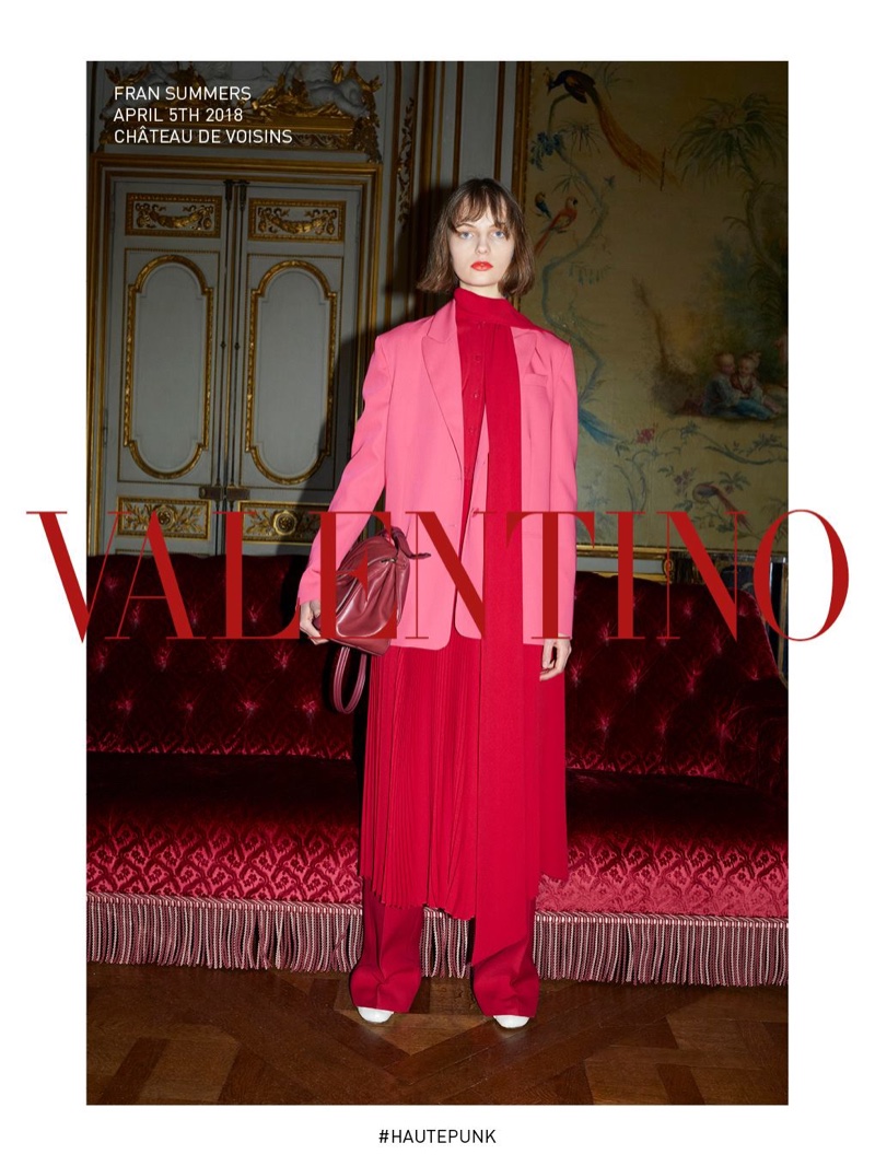 Fran Summers dresses in pink and red look for Valentino fall-winter 2018 campaign