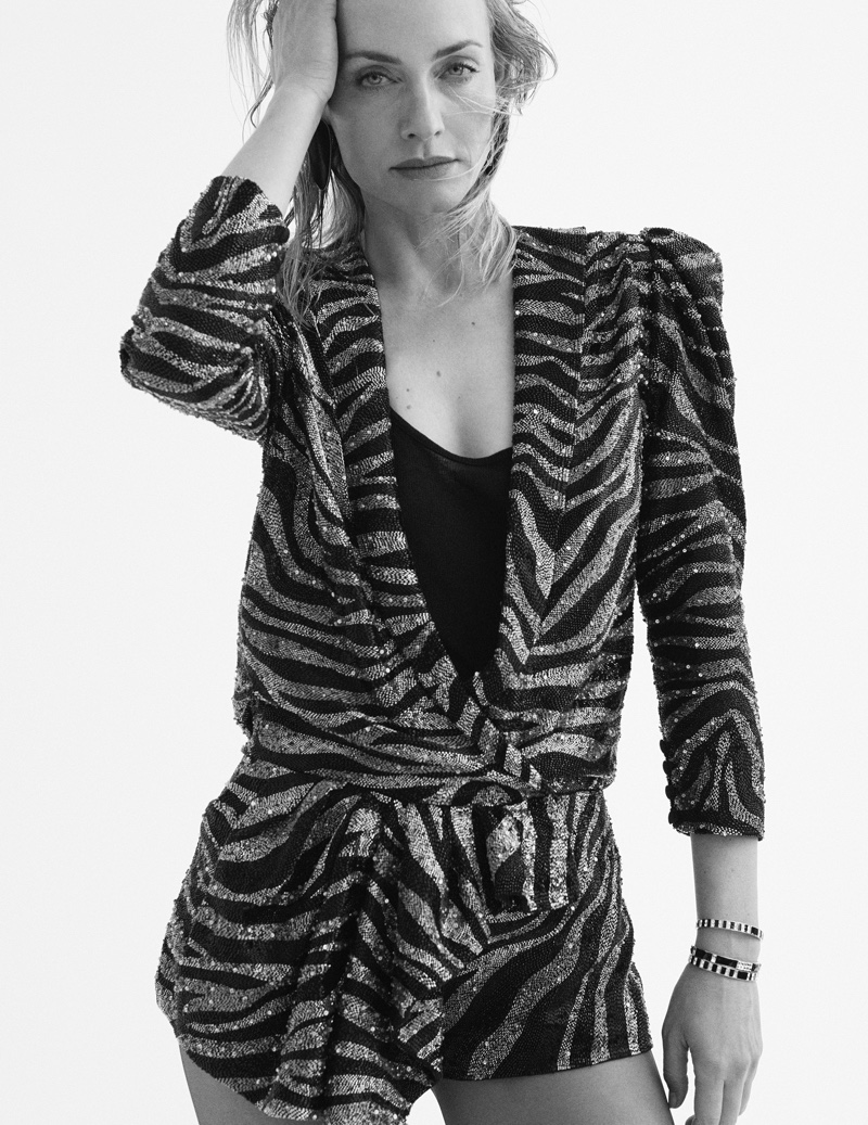 Amber Valletta Models Saint Laurent Looks for ELLE France