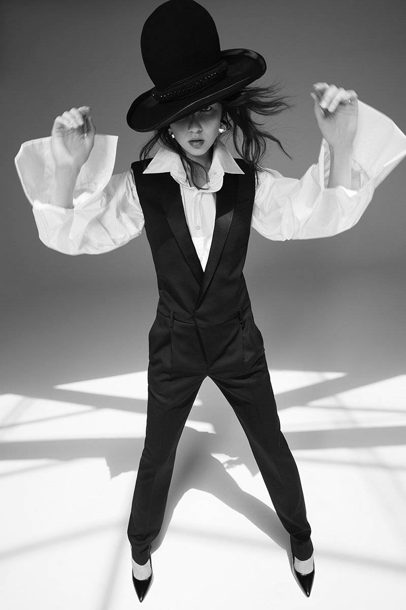 Anastasia Chekry Models Sleek Tailoring for Harper's Bazaar Mexico