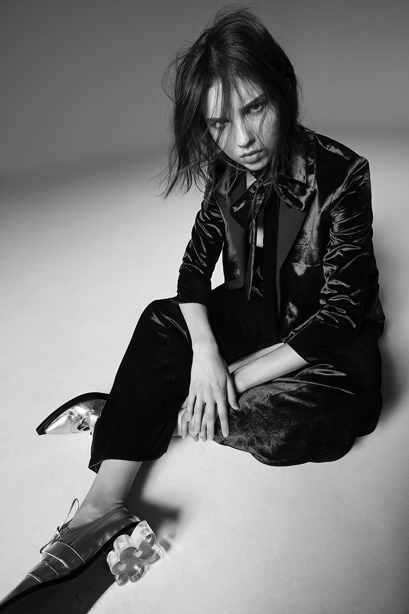 Anastasia Chekry Models Sleek Tailoring for Harper's Bazaar Mexico