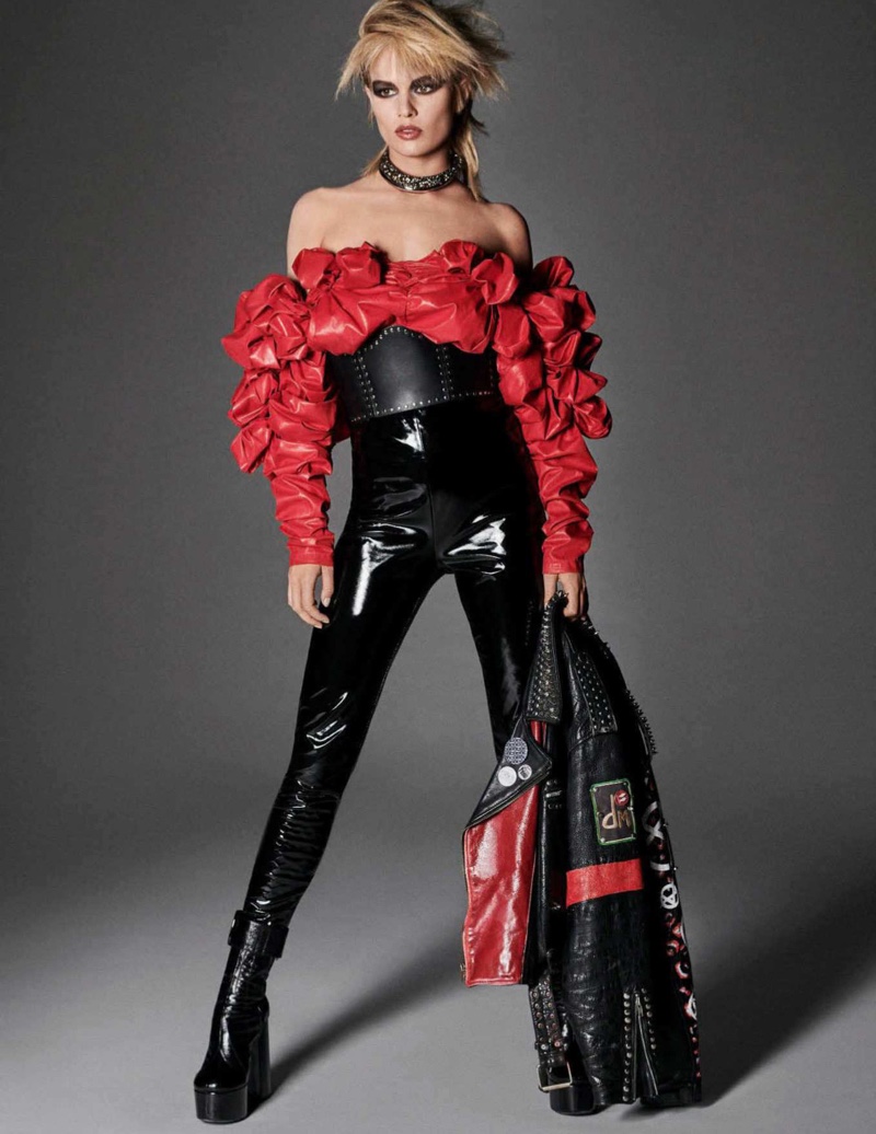 Anna Ewers Takes On Punk Glam Looks in Vogue Germany