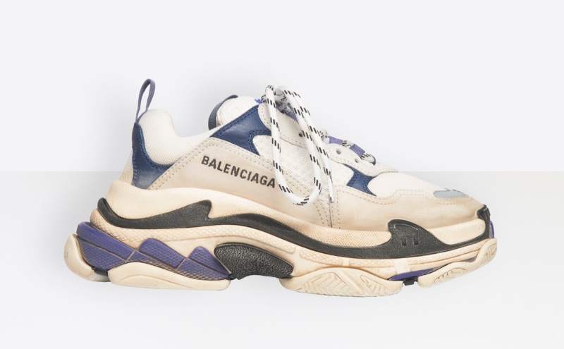 Balenciaga Triple S Sneakers in White/Navy $895