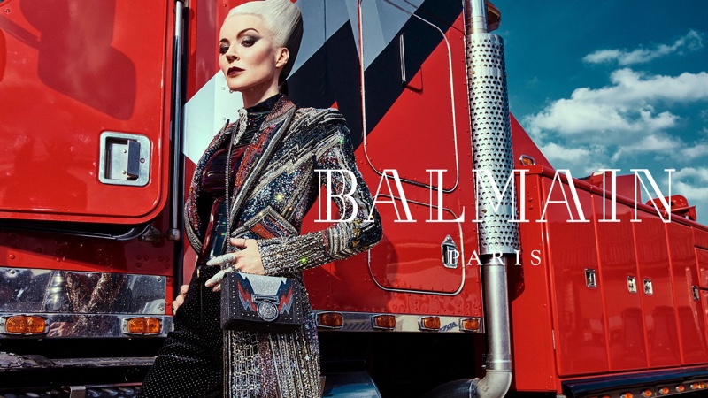 Daphne Guinness stars in Balmain fall-winter 2018 campaign