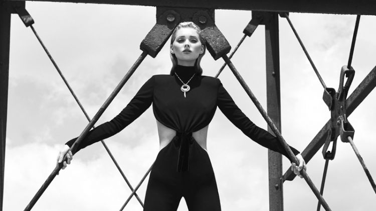 Elsa Hosk Poses in Sultry & Sleek Fashions for ELLE