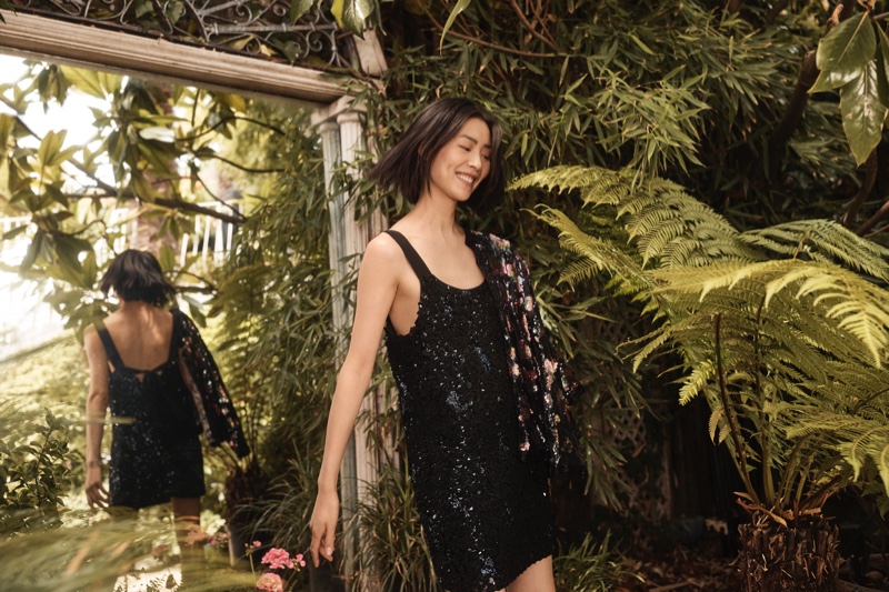 Liu Wen wears sequin dress for H&M Conscious Exclusive fall-winter 2018 campaign