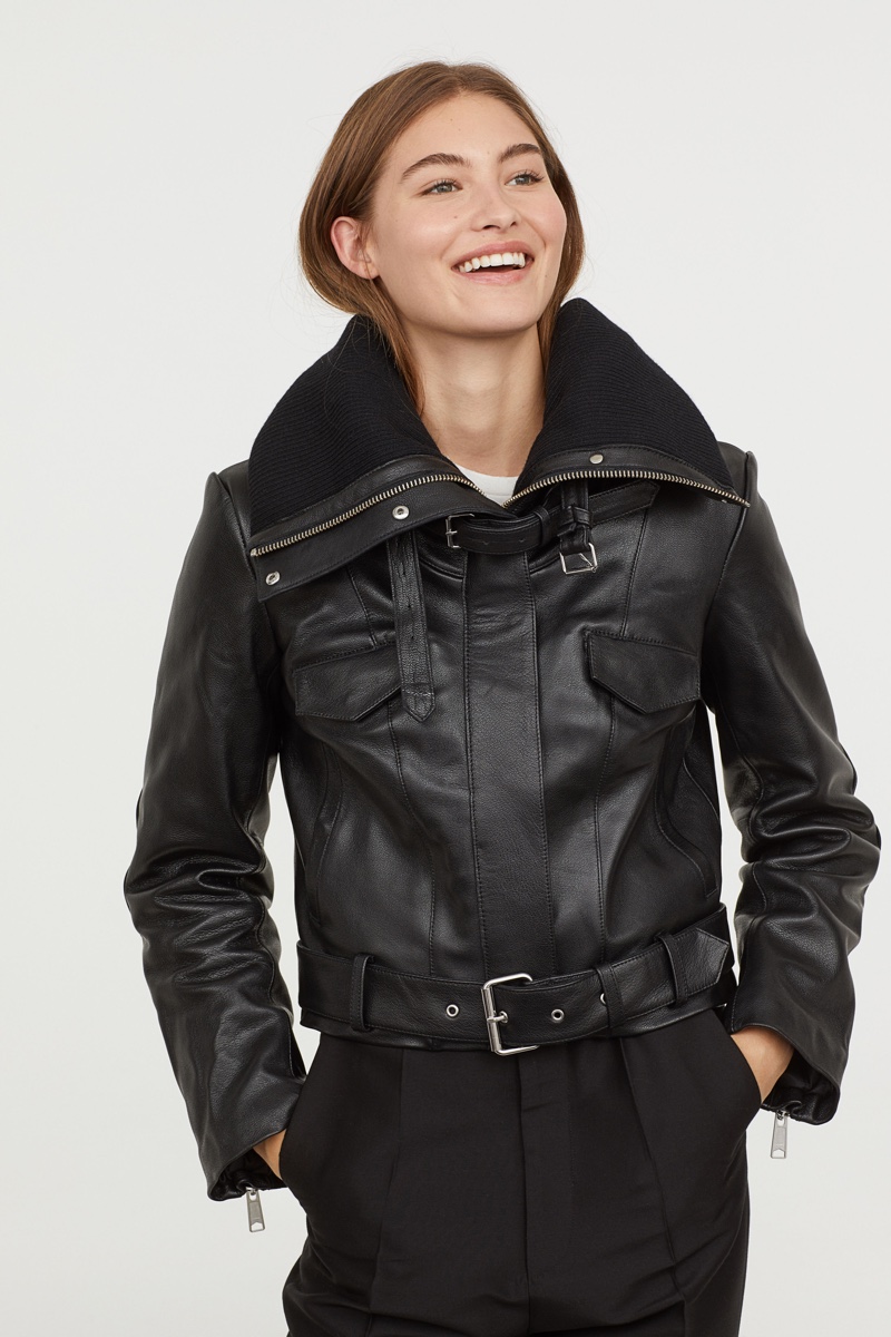 H&M Studio Padded-Collar Leather Jacket $399