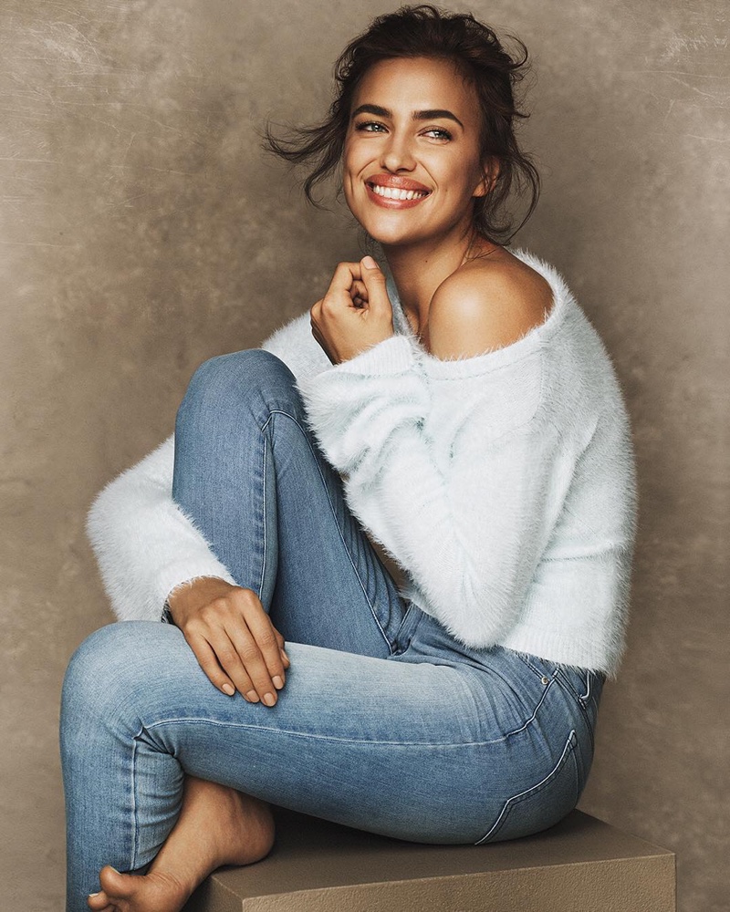 Irina Shayk flashes a smile for Ellen Tracy fall-winter 2018 campaign