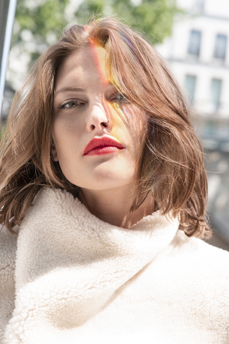 Catherine McNeil wears look from L'Oreal Paris x Isabel Marant collection