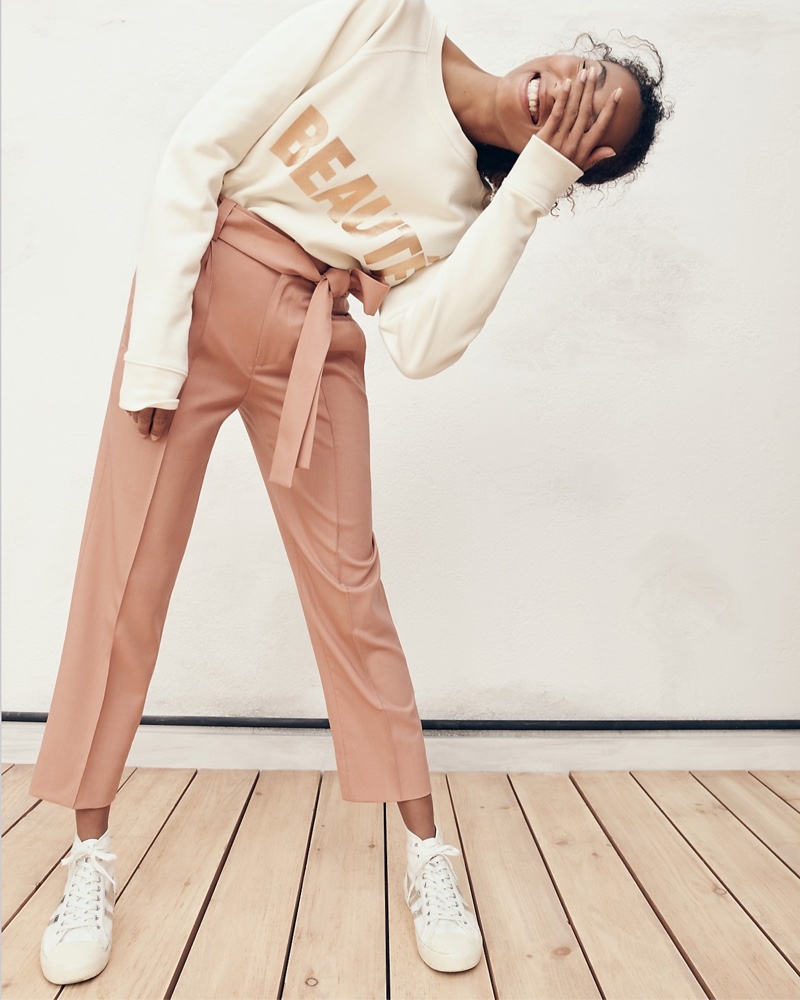 J. Crew Beauté Sweatshirt, Collection Tie-Waist Pant and Gola for J. Crew Coaster High-Top Sneaker