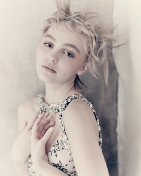 Lily-Rose Depp is Dreamy in Chanel for Vogue Korea Lily-Rose Depp poses in Chanel beaded dress