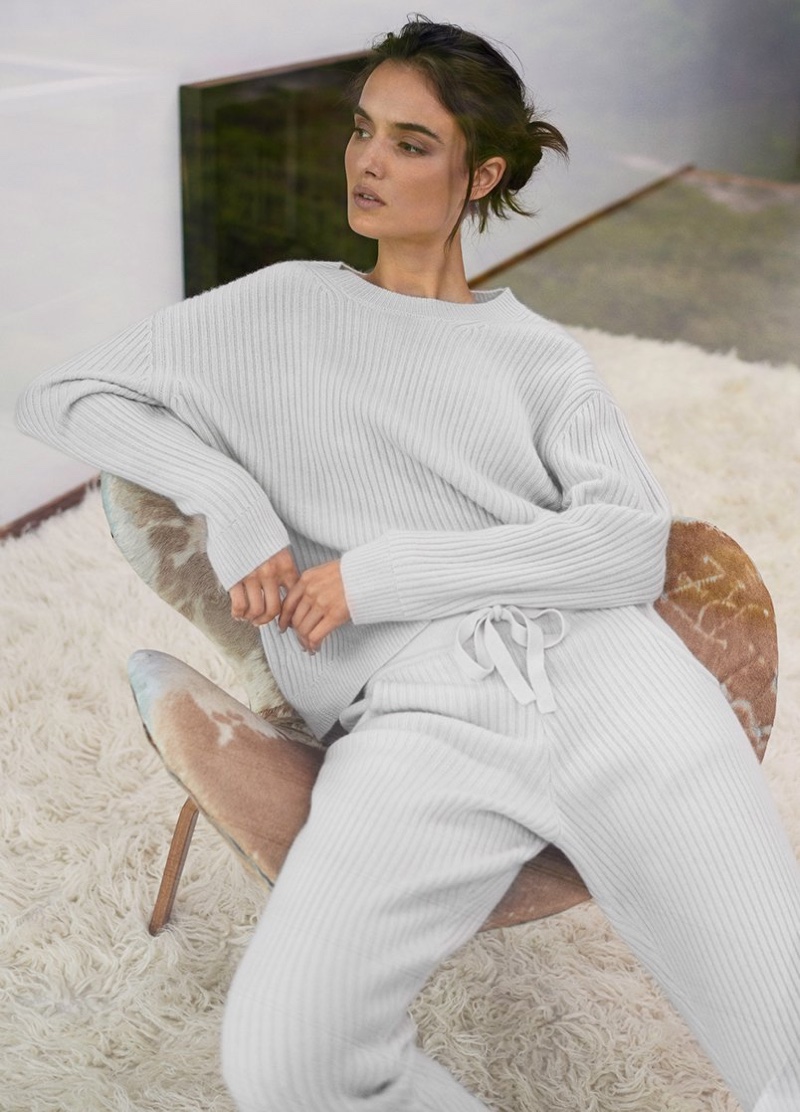 Lounging in style, Blanca Padilla appears in Naked Cashmere fall 2018 campaign