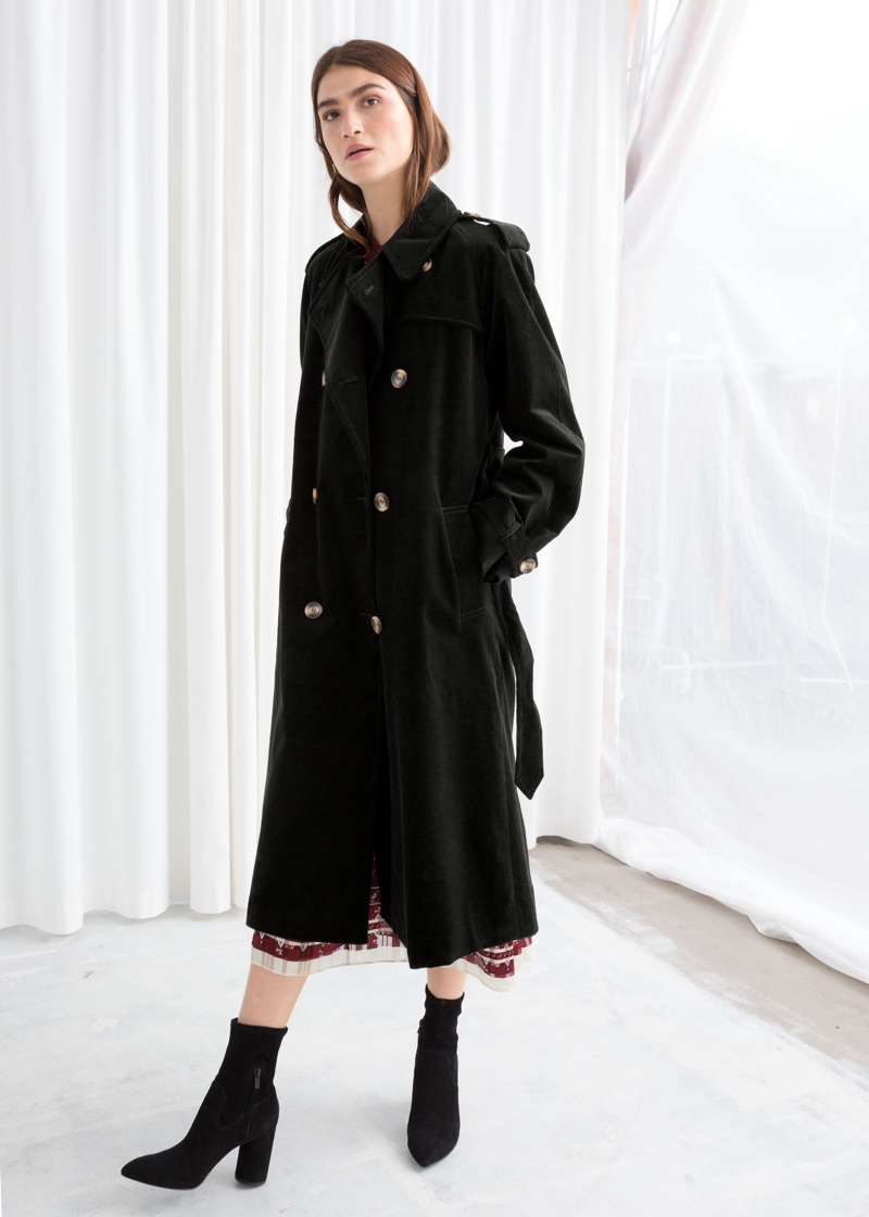 & Other Stories Belted Cotton Cord Trench Coat $219