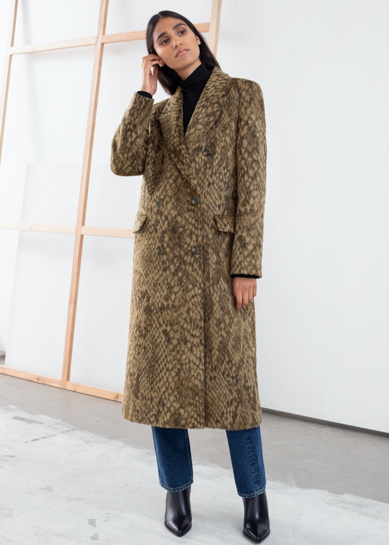 & Other Stories Double Breasted Snakeskin Coat $249
