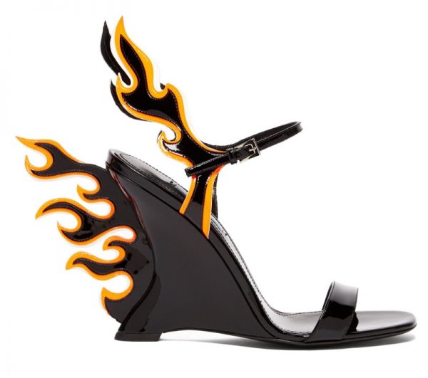 prada black flame heels