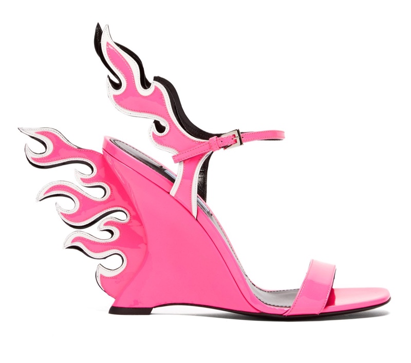 Prada Flame Patent Leather Sandals in Pink $1,100