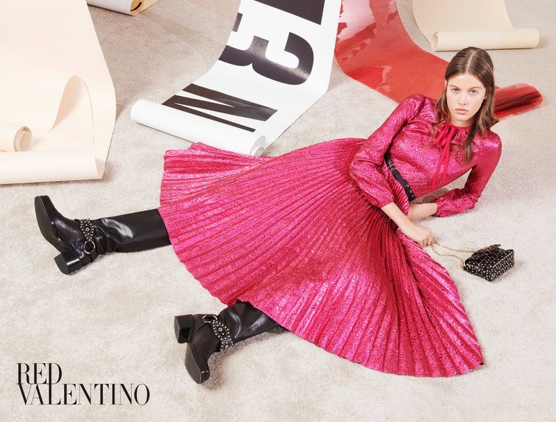 Bara Podzimkova wears pink dress in RED Valentino fall-winter 2018 campaign