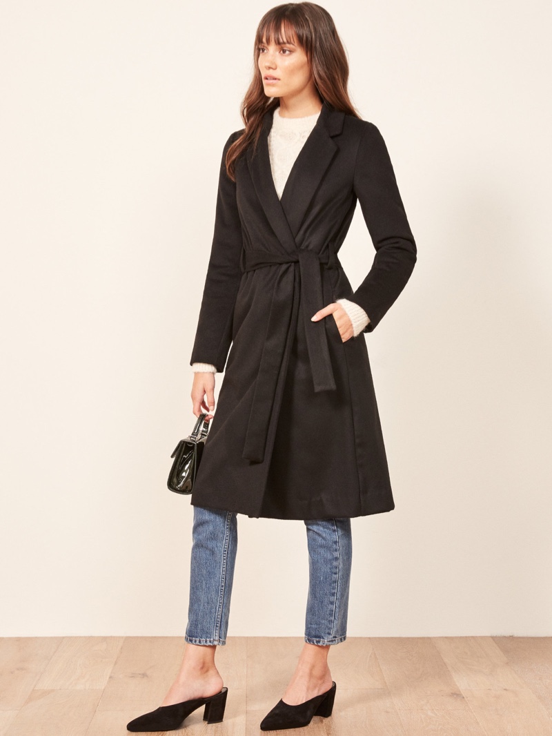 Reformation Barton Coat in Black $288