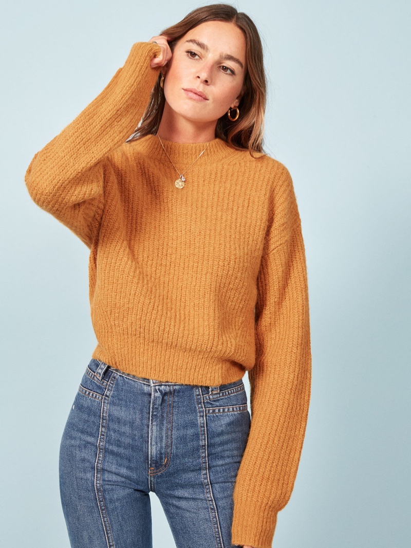 Reformation Finn Sweater in Mustard $248