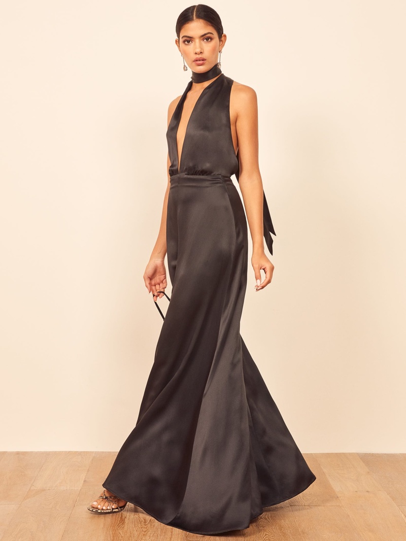 Reformation Gauche Dress in Black $428