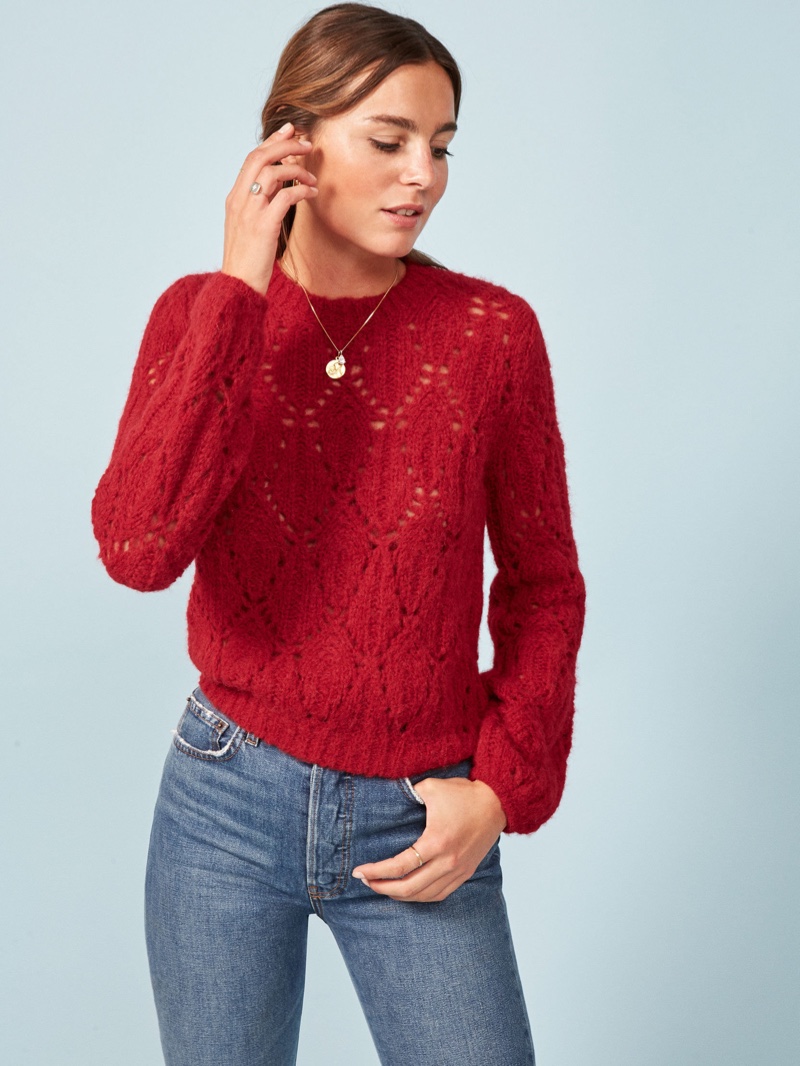 Reformation Jessie Sweater in Cherry $248