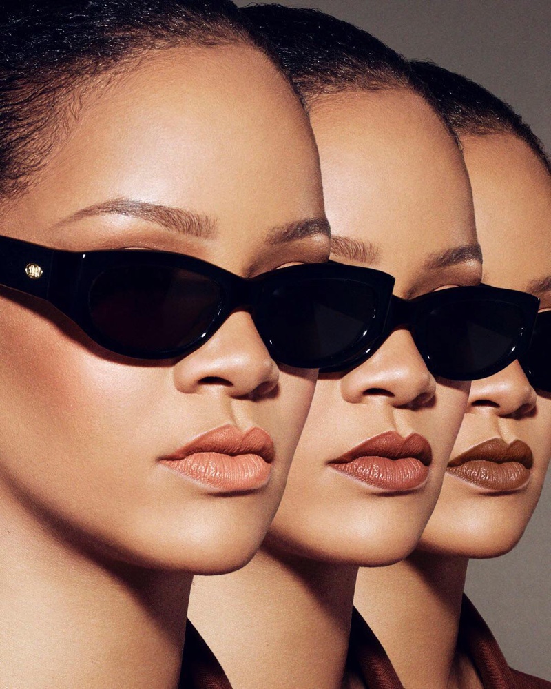 Rihanna poses in Fenty Beauty Stunna Lip Paint campaign