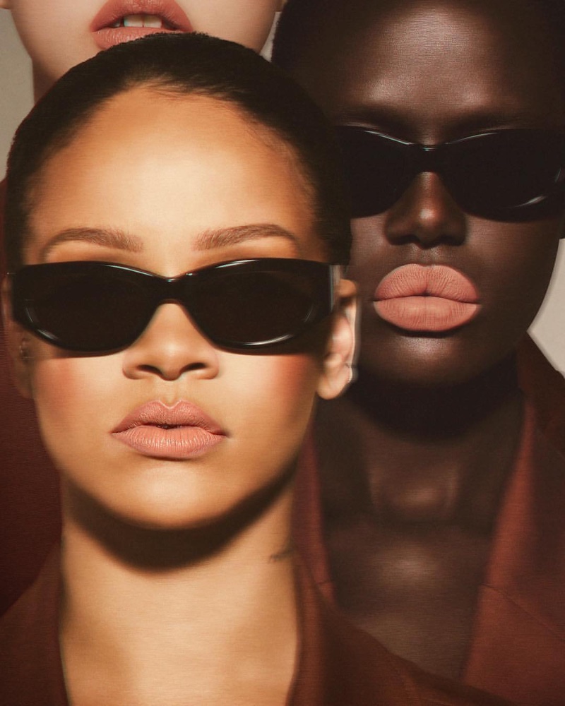 Rihanna and Ajak Deng front Fenty Beauty Stunna Lip Paint campaign