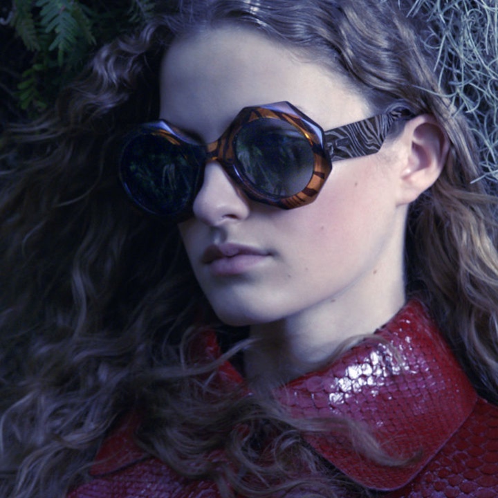Felice Noordhoff wears sunglasses in Roberto Cavalli fall-winter 2018 campaign