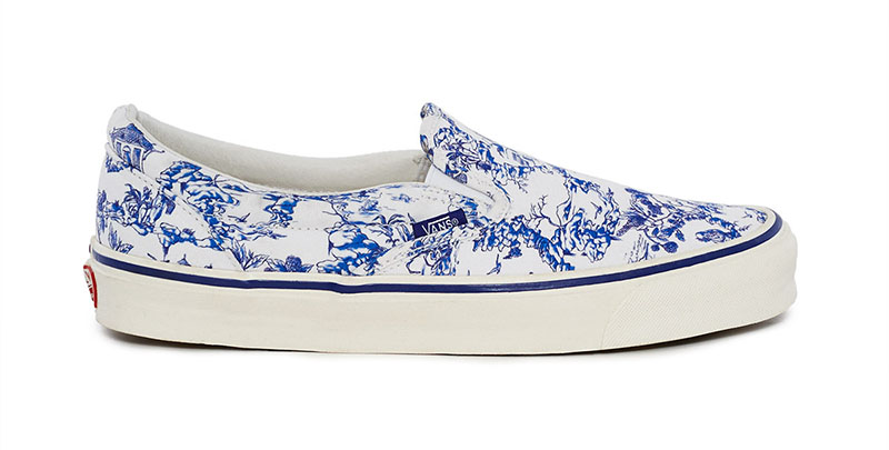 Vans x Opening Ceremony Chinoiserie OG Classic Slip-On LX Sneaker in Blue $75