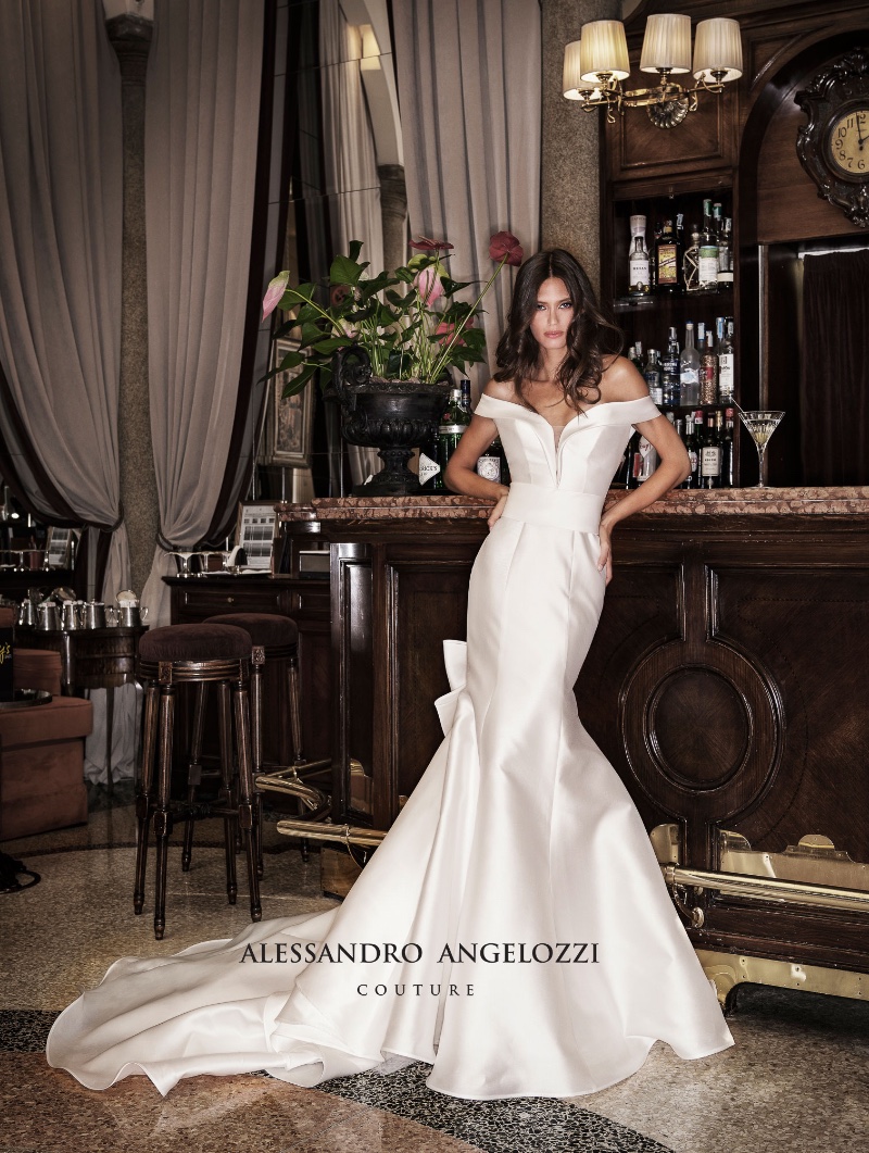 Bianca Balti wears mermaid gown in Alessandro Angelozzi Couture 2019 Bridal collection campaign
