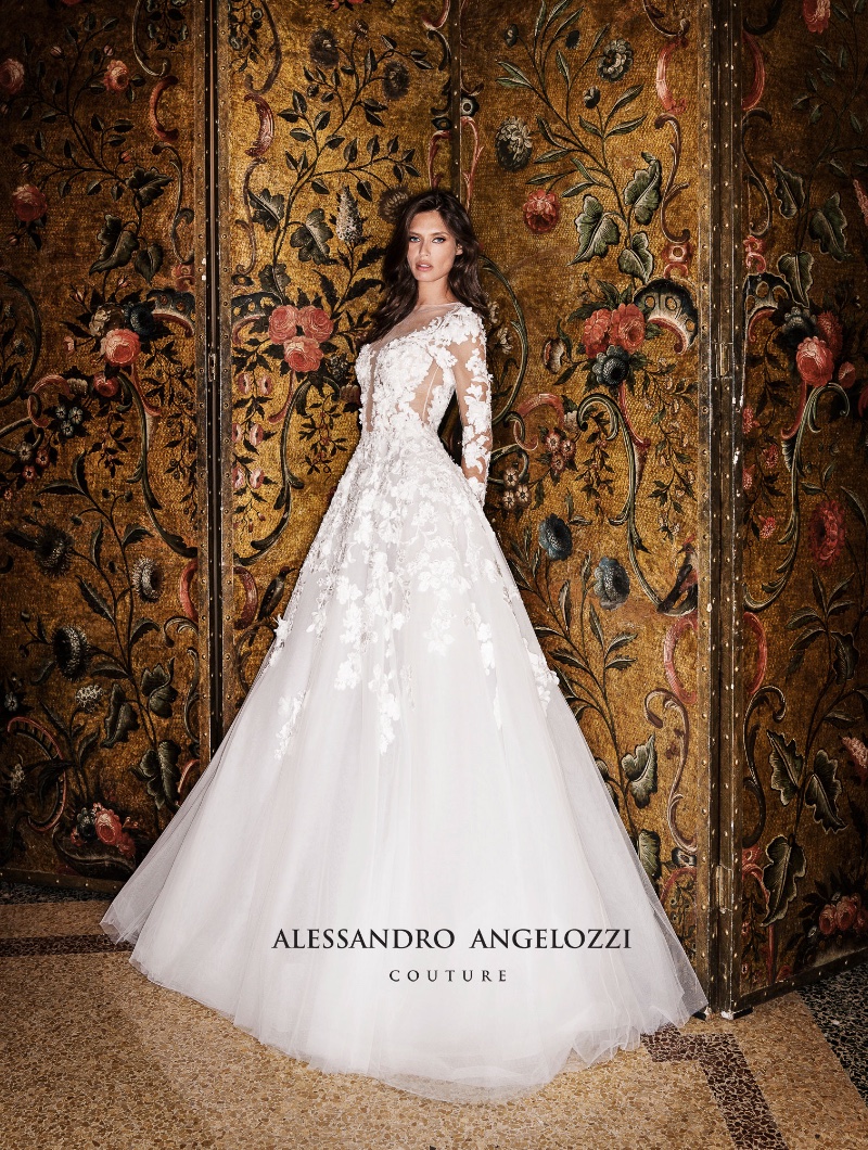 Bianca Balti poses for Alessandro Angelozzi Couture 2019 Bridal collection campaign