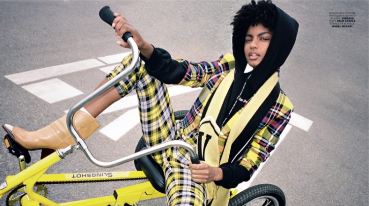 Ebonee Davis Models Hip Plaid Style in Marie Claire Italy