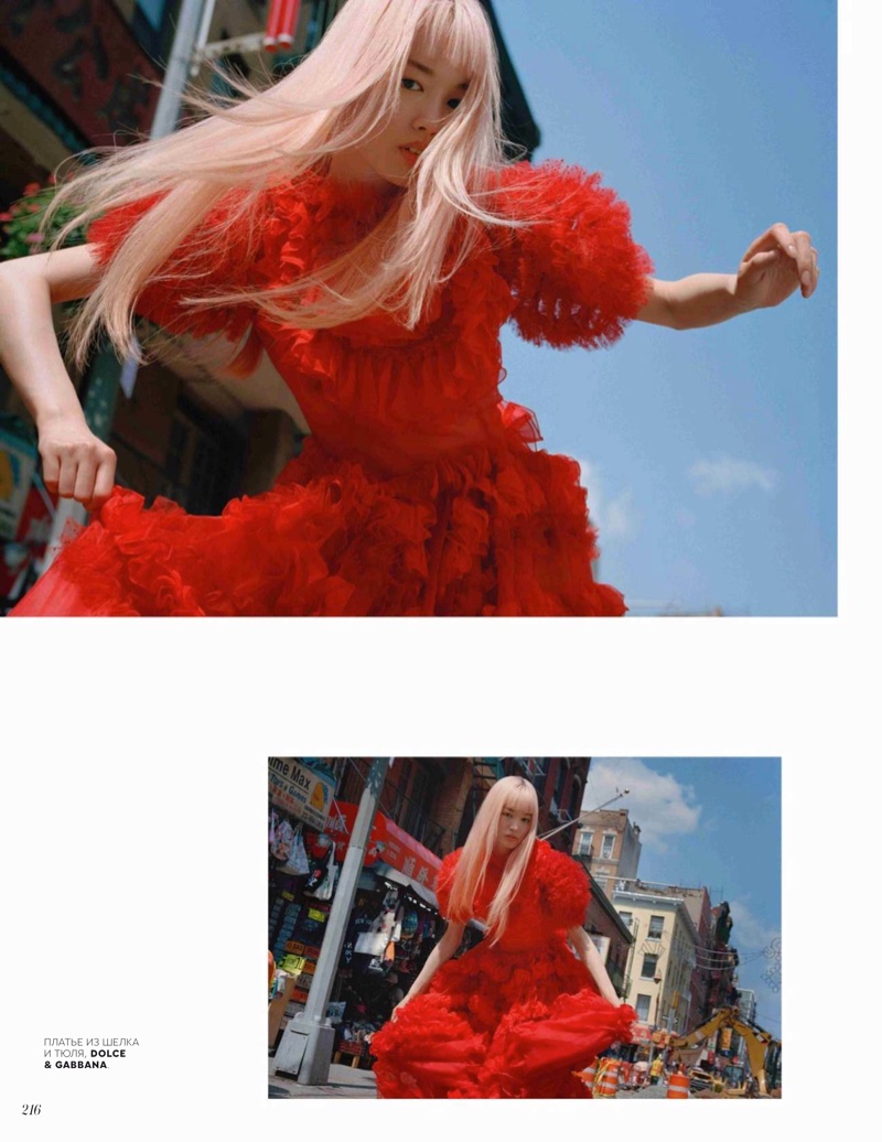 Fernanda Ly Models Colorful Ensembles for Vogue Russia