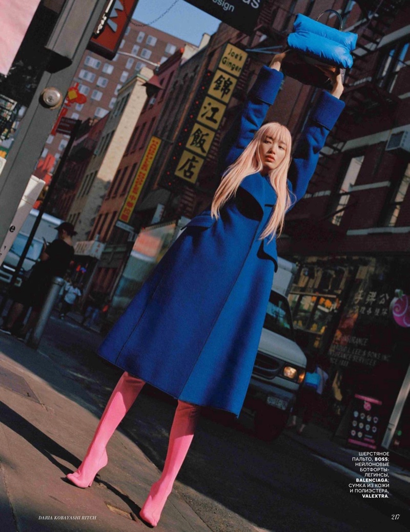 Fernanda Ly Models Colorful Ensembles for Vogue Russia