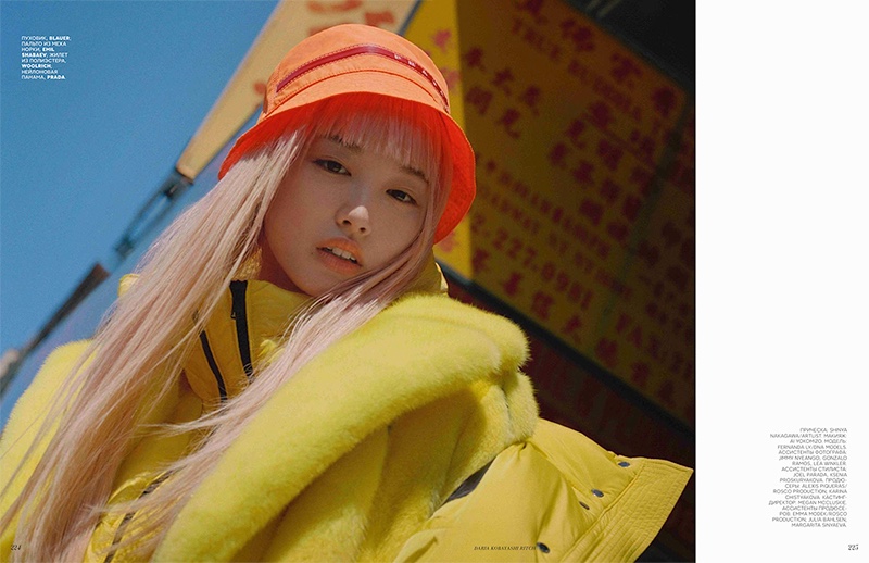 Fernanda Ly Models Colorful Ensembles for Vogue Russia