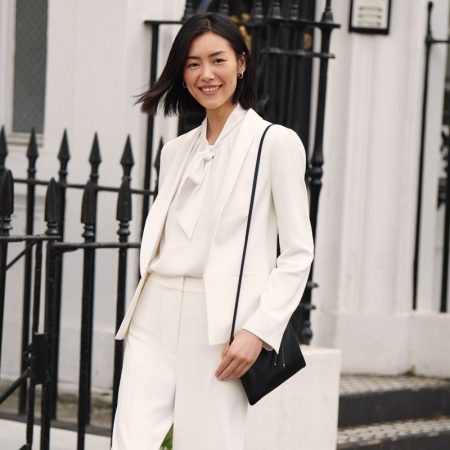 Monochrome State of Mind: 11 Black & White Outfits From H&M H&M Jacket, Wide-Leg Pants and Small Shoulder Bag
