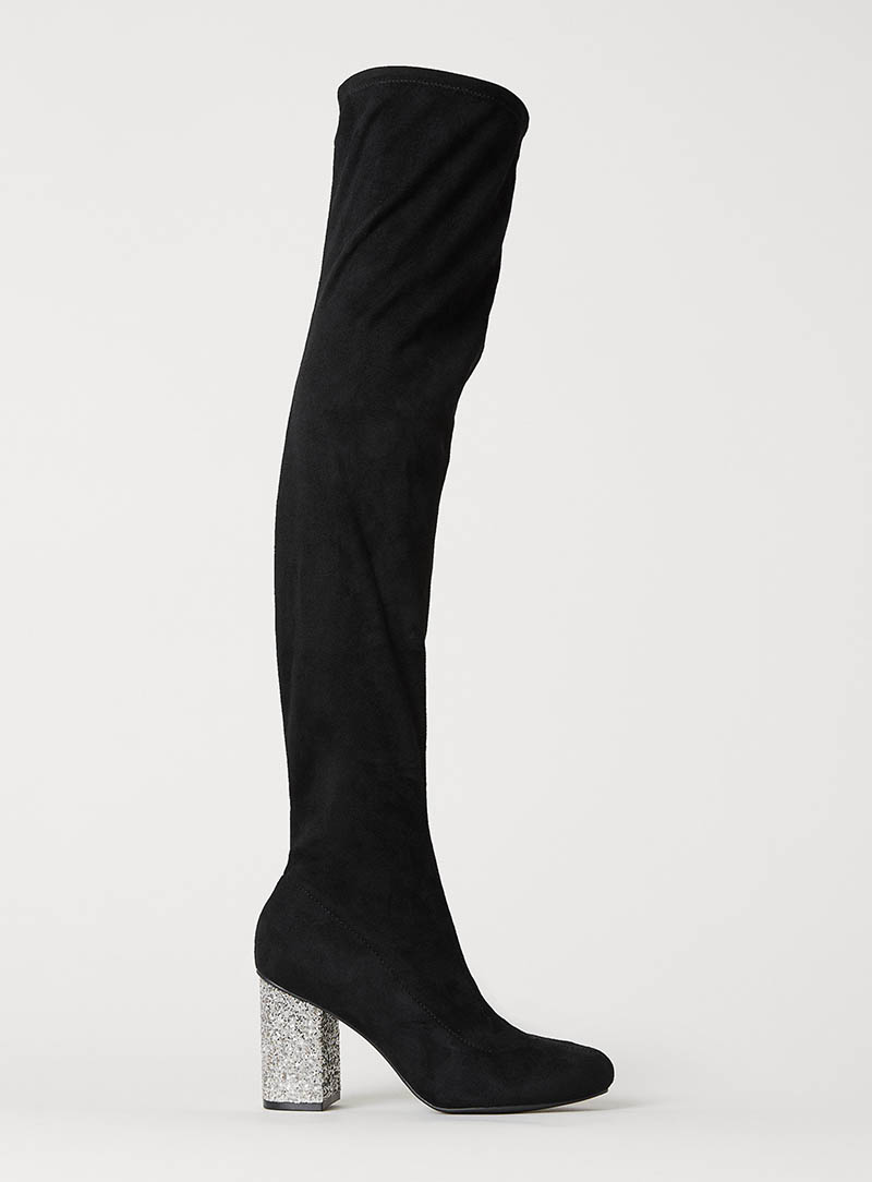 H&M Thigh High Boots with Glitter Heel $59.99