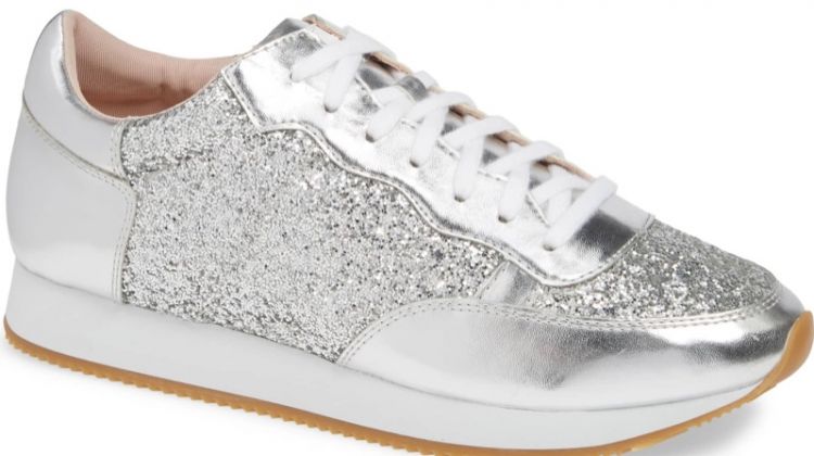 Kate Spade Felecia Sneaker in Silver Glitter $118