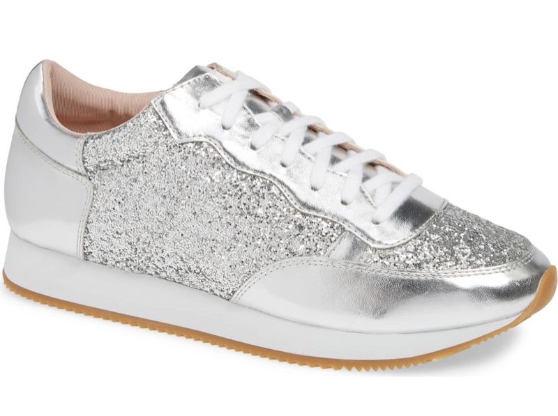 Kate Spade Felecia Sneaker in Silver Glitter $118