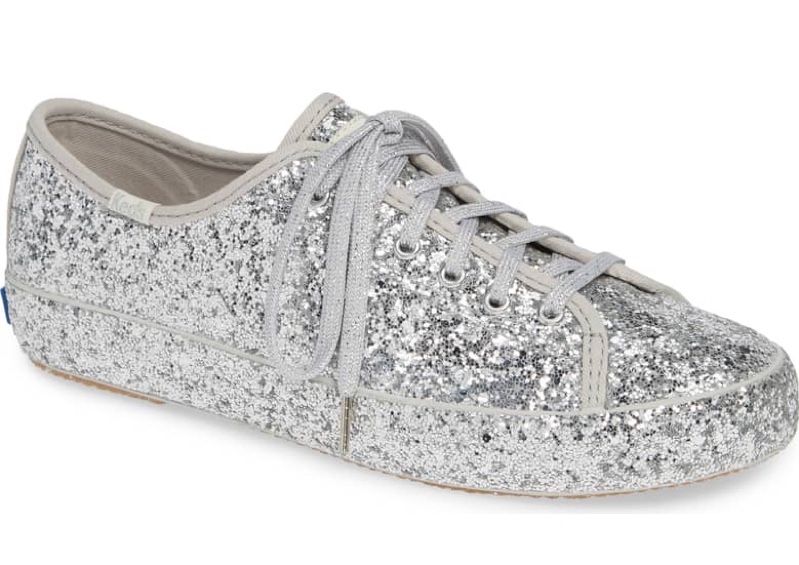 Keds x Kate Spade Kickstart Glitter Sneaker in Silver $90