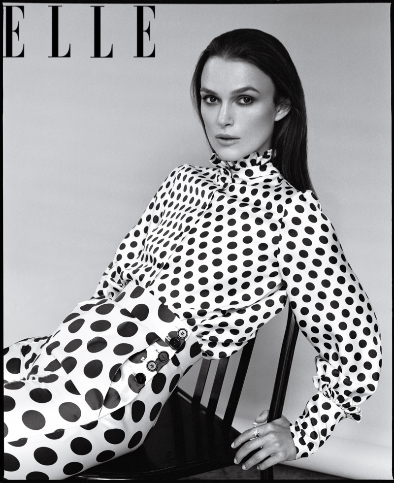 Actress Keira Knightley poses in polka dot prints