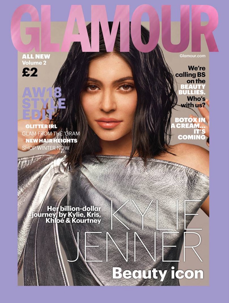 Kylie Jenner wears Christian Cowan dress on Glamour UK Autumn/Winter 2018 Cover