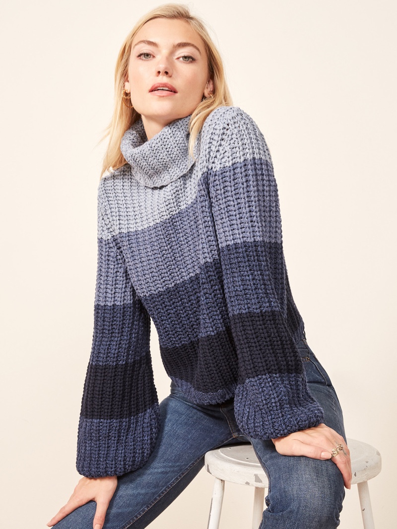 La Ligne x Reformation Color-Me-Happy Sweater in Blue Stripe $228